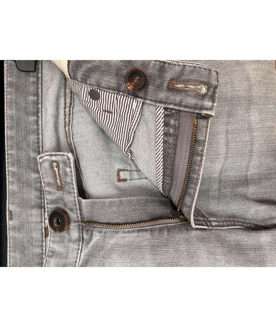 BRUNELLO CUCINELLI Серые хлопковые джинсы слим, фото 6