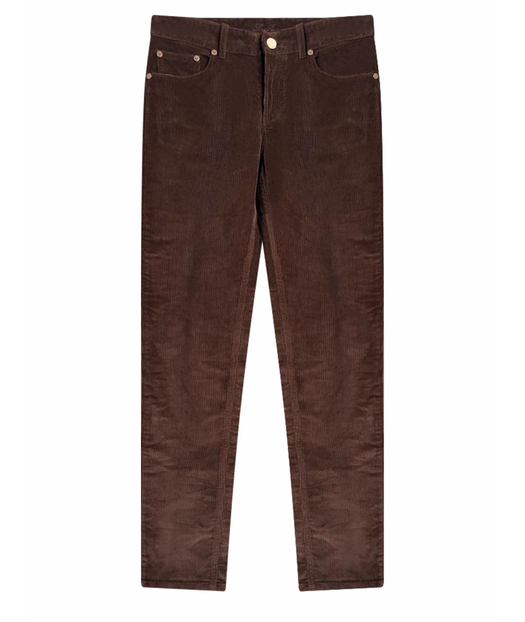 LORO PIANA Коричневые хлопковые прямые брюки, фото 1