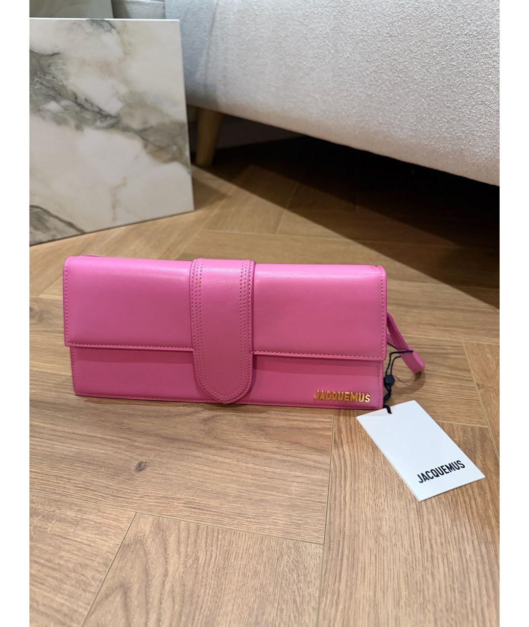 JACQUEMUS Розовая кожаная сумка с короткими ручками, фото 5