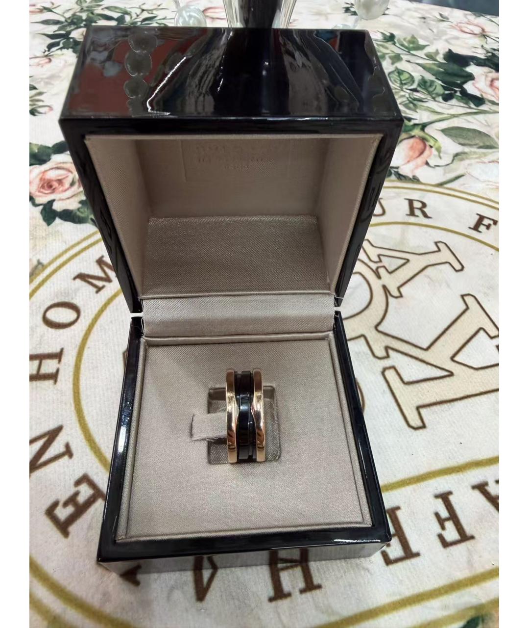 BVLGARI Черное кольцо из розового золота, фото 4