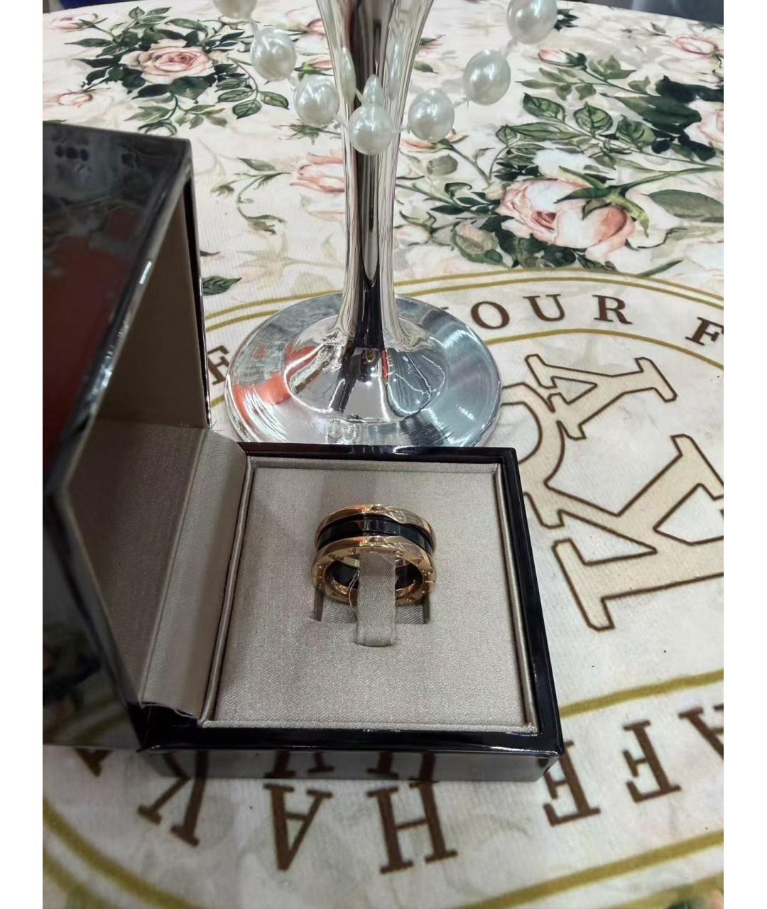 BVLGARI Черное кольцо из розового золота, фото 3