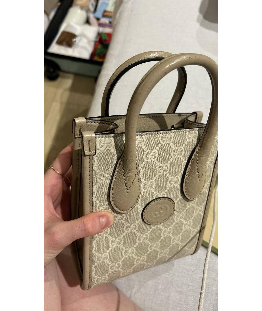 GUCCI Бежевая кожаная сумка через плечо, фото 2