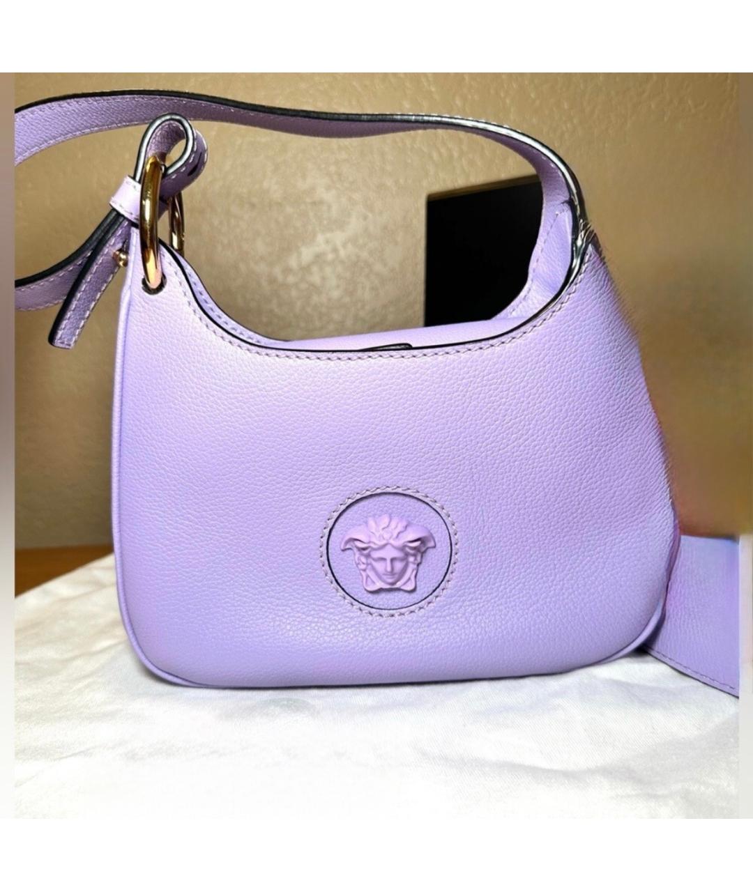 VERSACE Фиолетовая кожаная сумка через плечо, фото 2