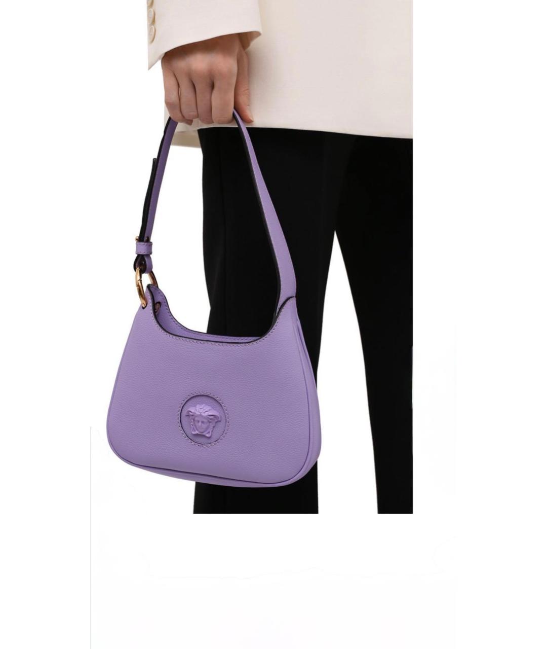 VERSACE Фиолетовая кожаная сумка через плечо, фото 8