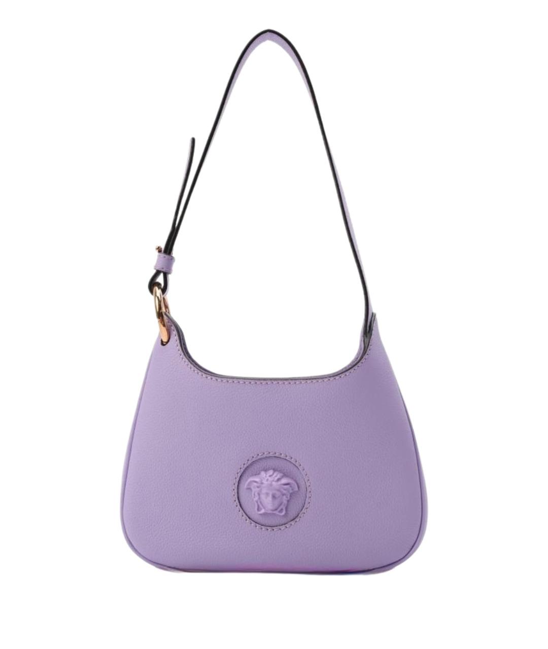 VERSACE Фиолетовая кожаная сумка через плечо, фото 1