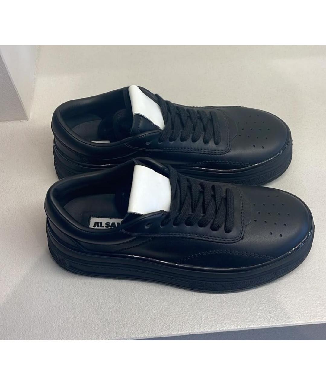 JIL SANDER Черные кожаные кеды, фото 3