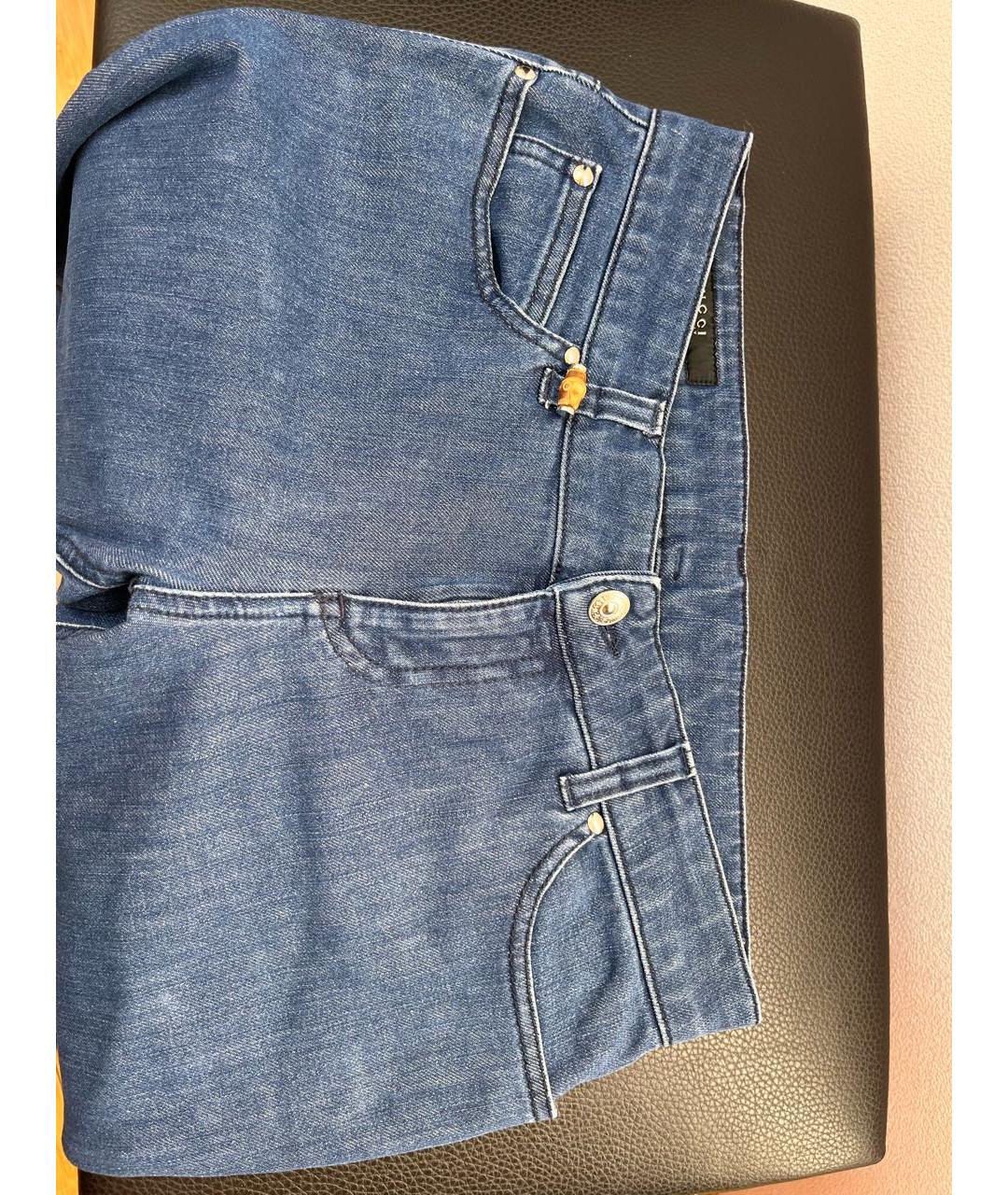 GUCCI Синие хлопко-эластановые джинсы слим, фото 3