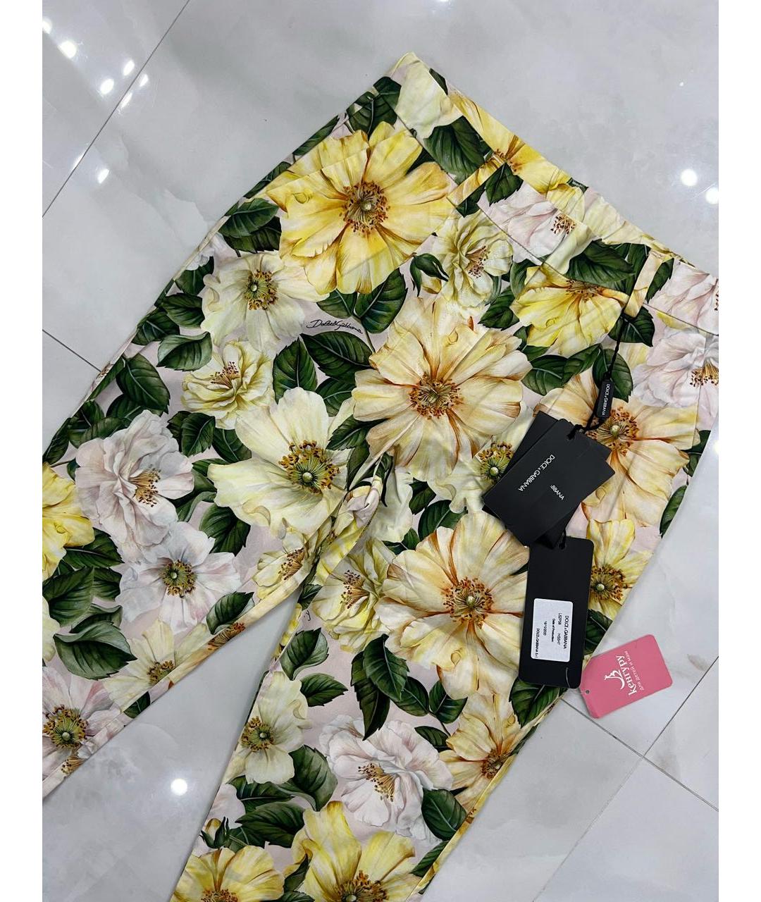 DOLCE&GABBANA Желтые хлопковые брюки и шорты, фото 2