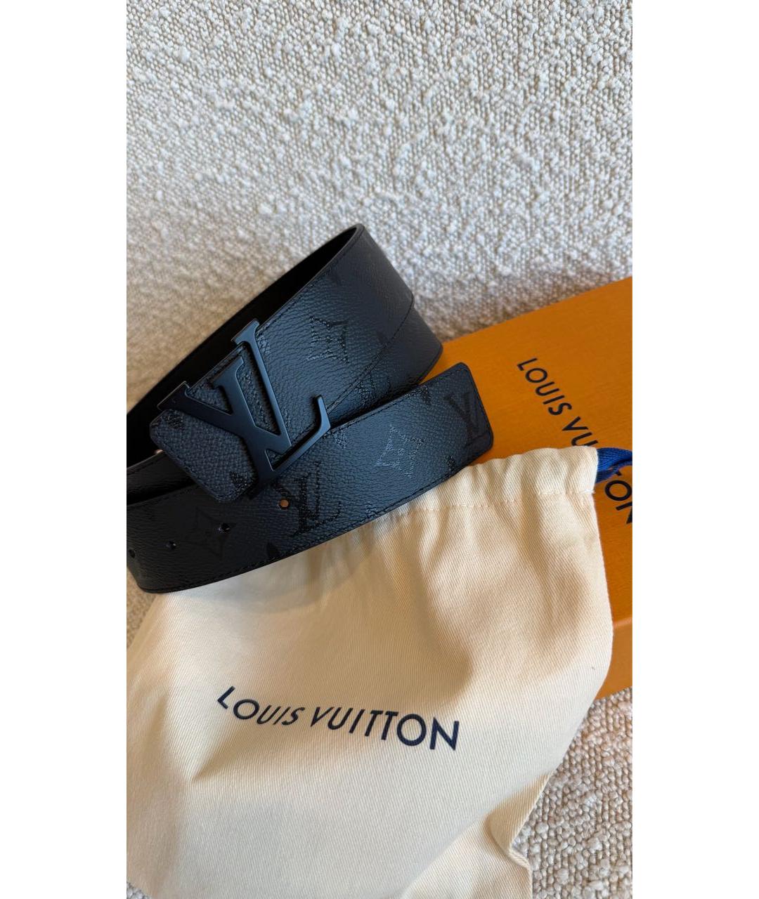 LOUIS VUITTON Черный кожаный ремень, фото 3