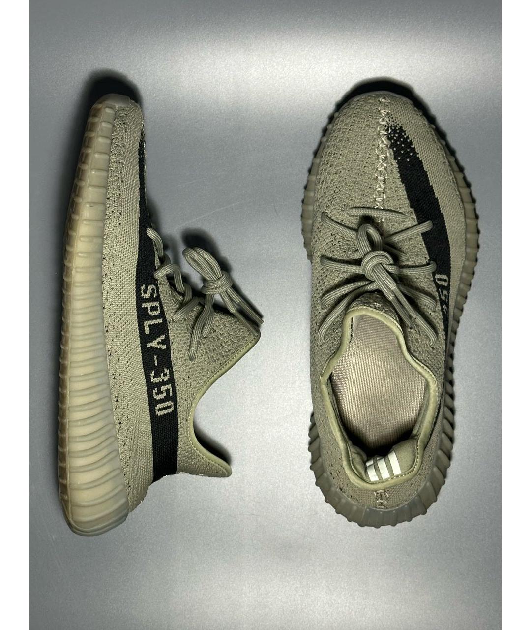 ADIDAS YEEZY Антрацитовые текстильные низкие кроссовки / кеды, фото 3