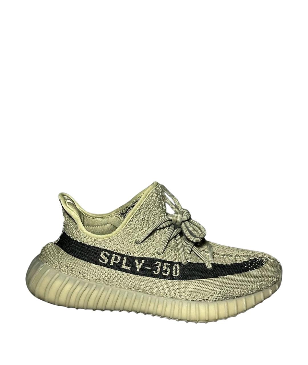 ADIDAS YEEZY Антрацитовые текстильные низкие кроссовки / кеды, фото 1