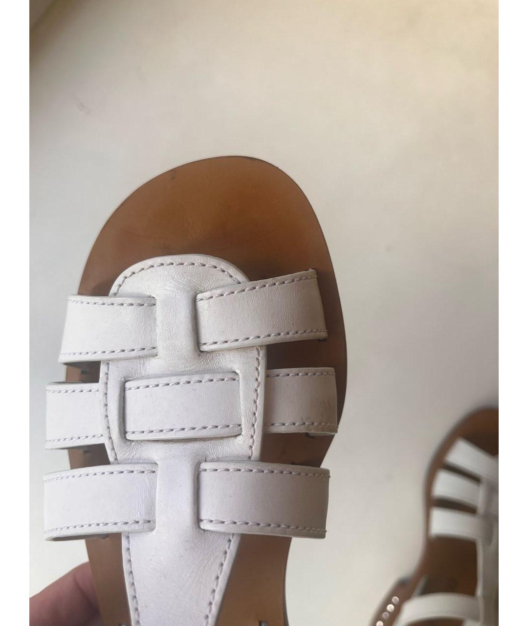 MIU MIU Белые кожаные сандалии, фото 8