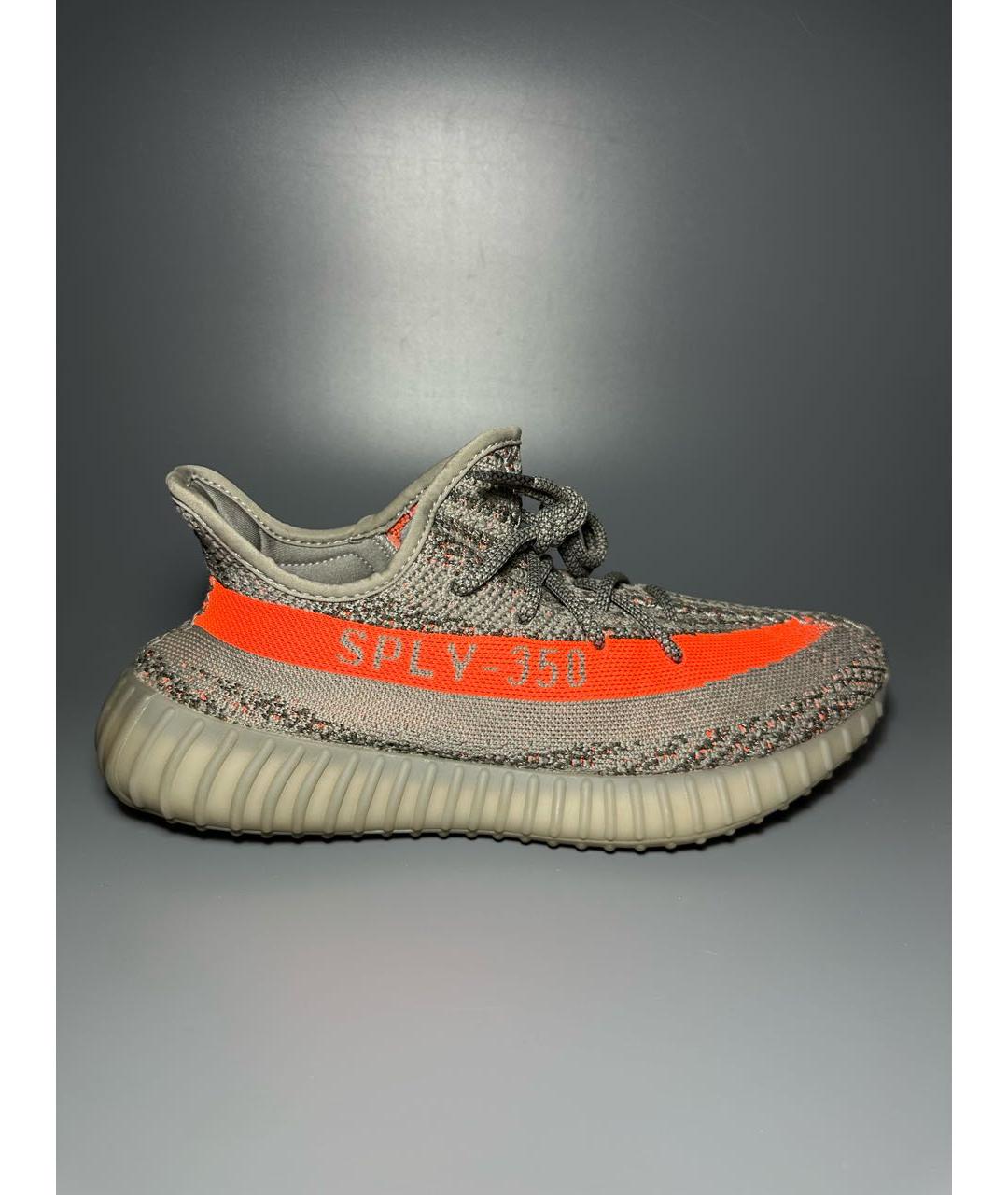 ADIDAS YEEZY Антрацитовые текстильные низкие кроссовки / кеды, фото 9