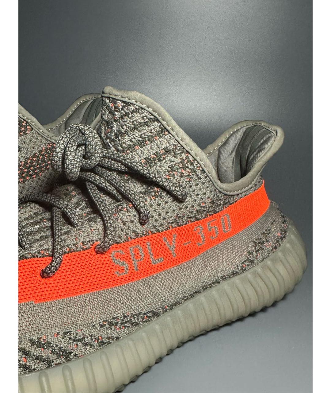 ADIDAS YEEZY Антрацитовые текстильные низкие кроссовки / кеды, фото 6