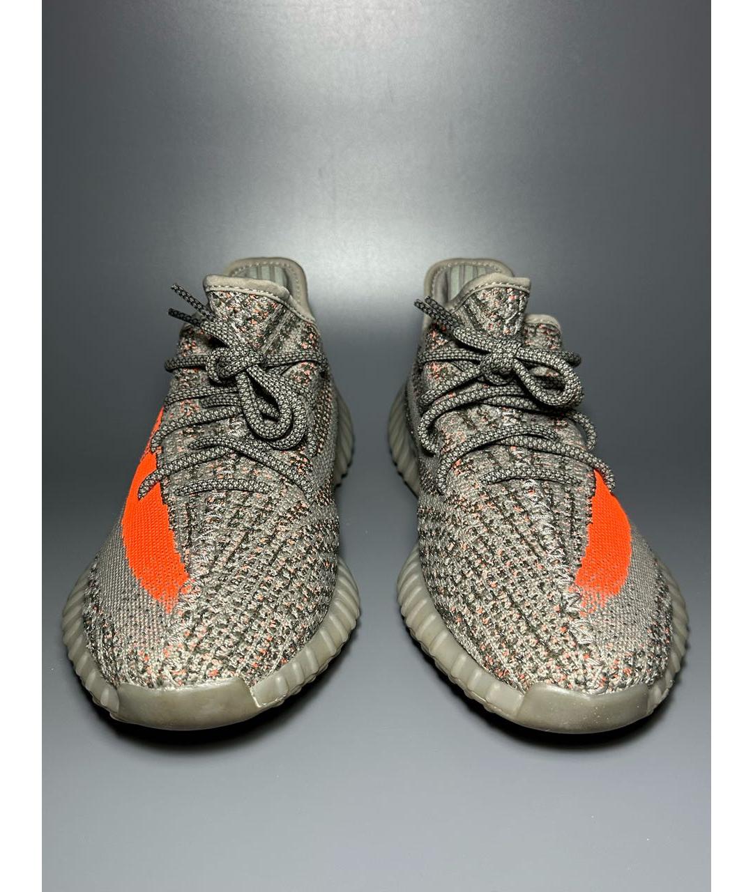 ADIDAS YEEZY Антрацитовые текстильные низкие кроссовки / кеды, фото 2