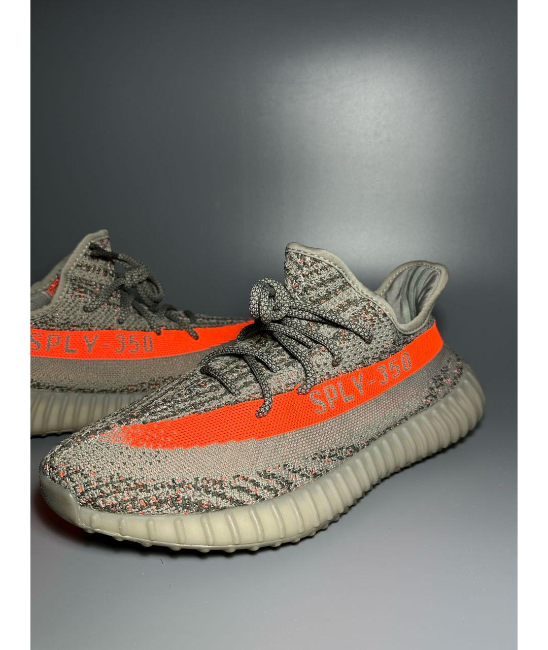 ADIDAS YEEZY Антрацитовые текстильные низкие кроссовки / кеды, фото 7