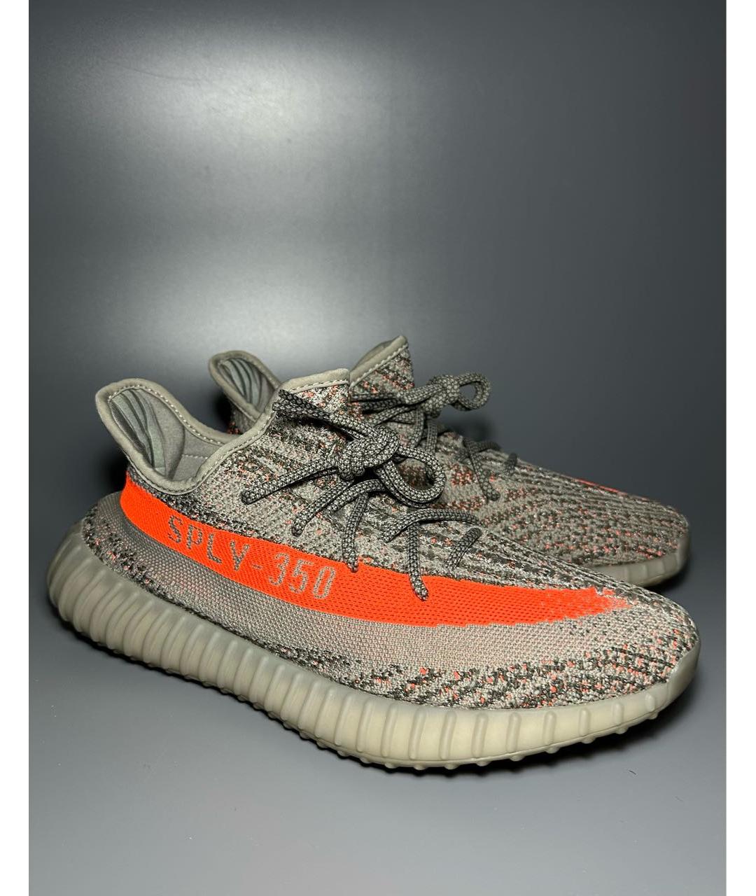 ADIDAS YEEZY Антрацитовые текстильные низкие кроссовки / кеды, фото 5