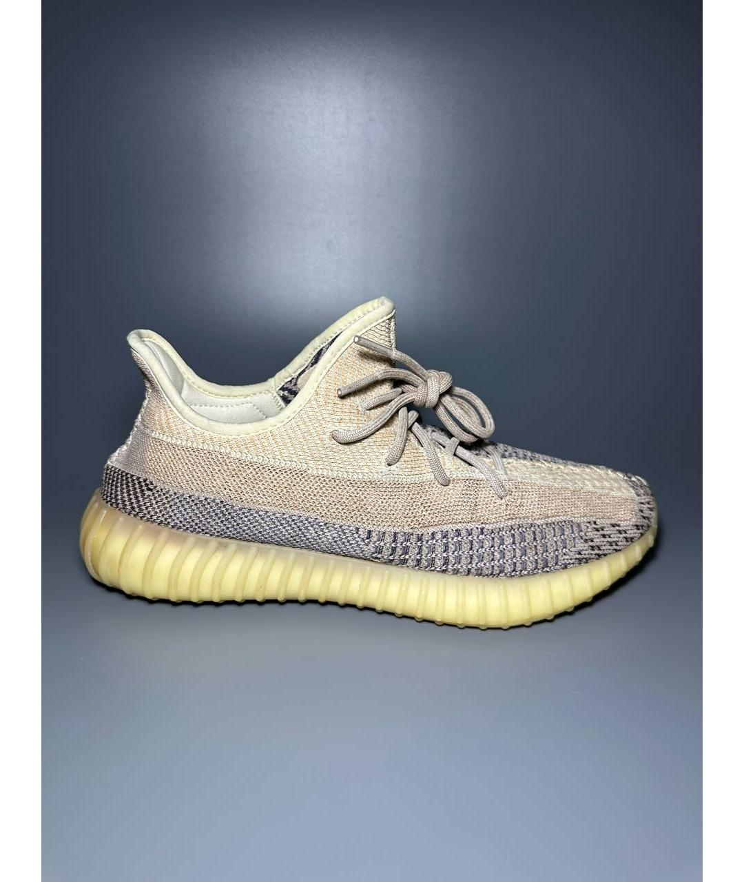 ADIDAS YEEZY Бежевые текстильные низкие кроссовки / кеды, фото 9
