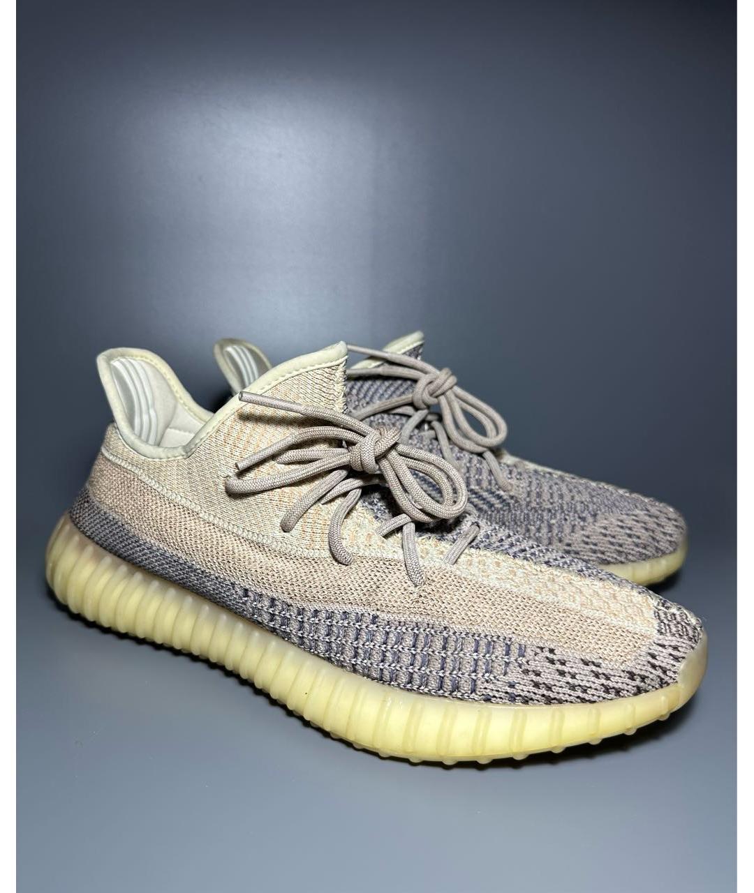 ADIDAS YEEZY Бежевые текстильные низкие кроссовки / кеды, фото 5