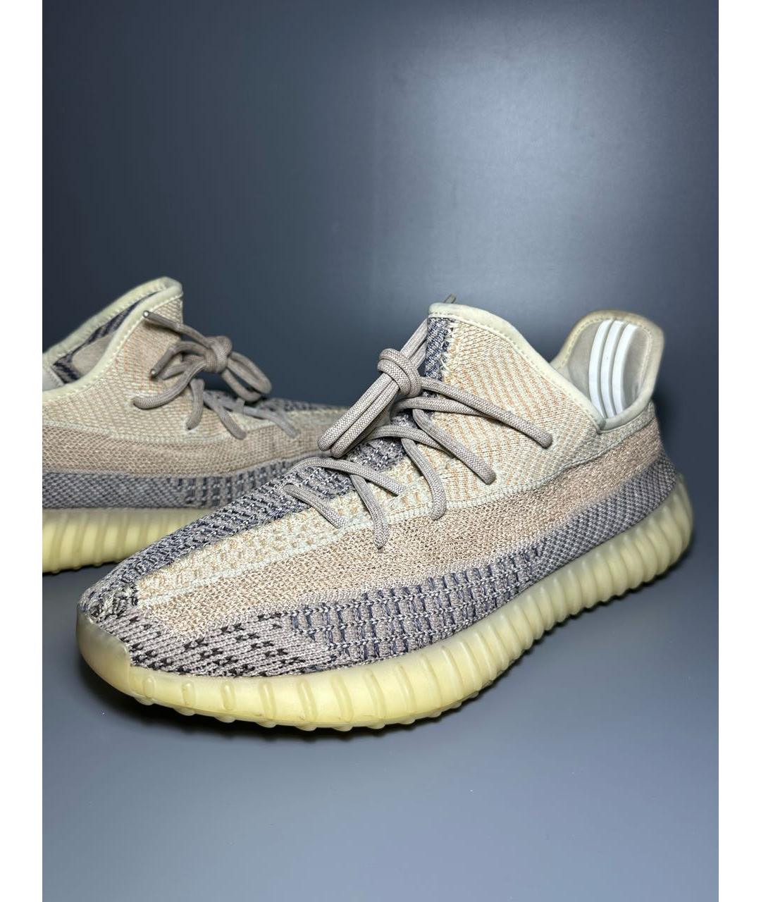 ADIDAS YEEZY Бежевые текстильные низкие кроссовки / кеды, фото 7