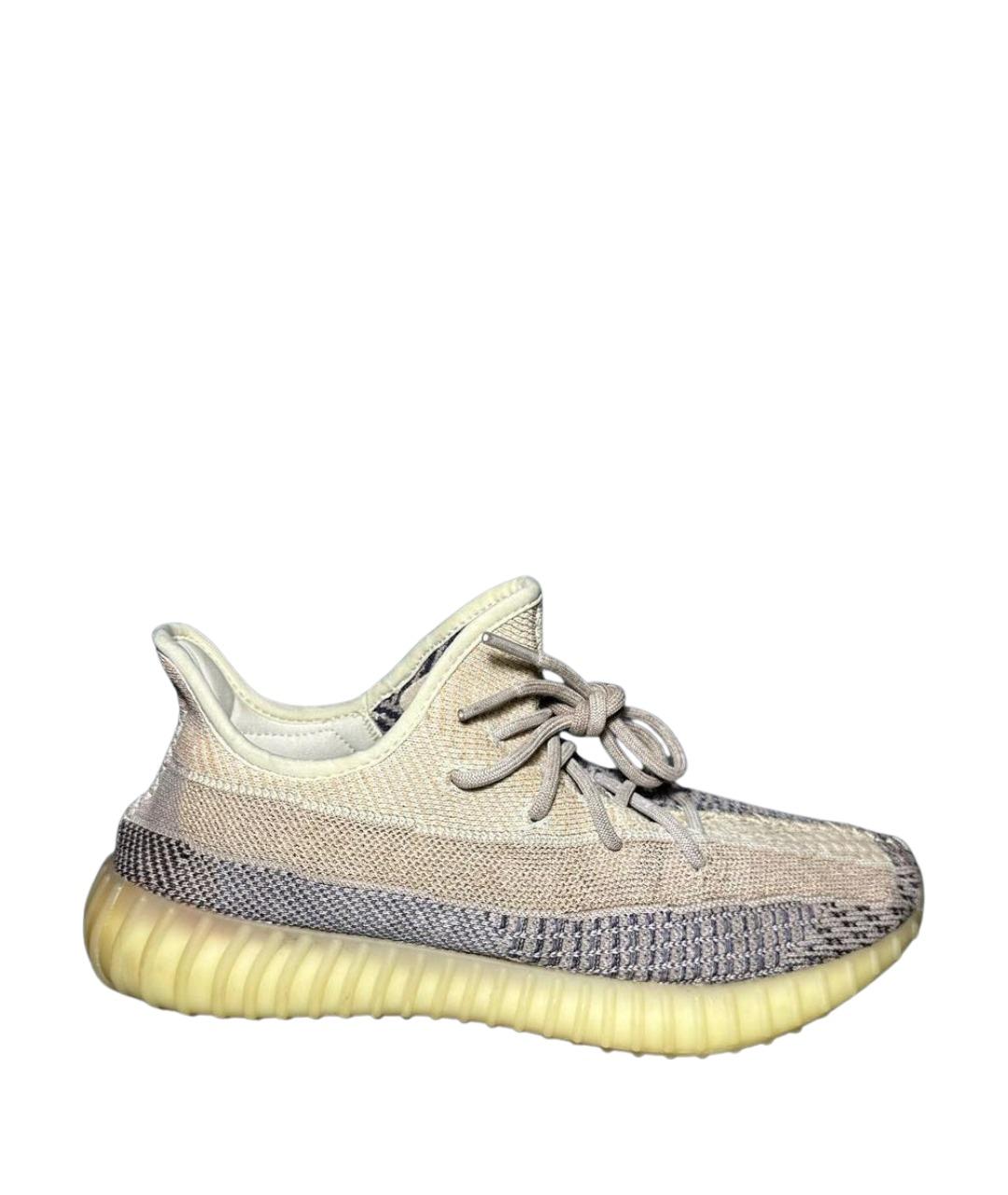 ADIDAS YEEZY Бежевые текстильные низкие кроссовки / кеды, фото 1
