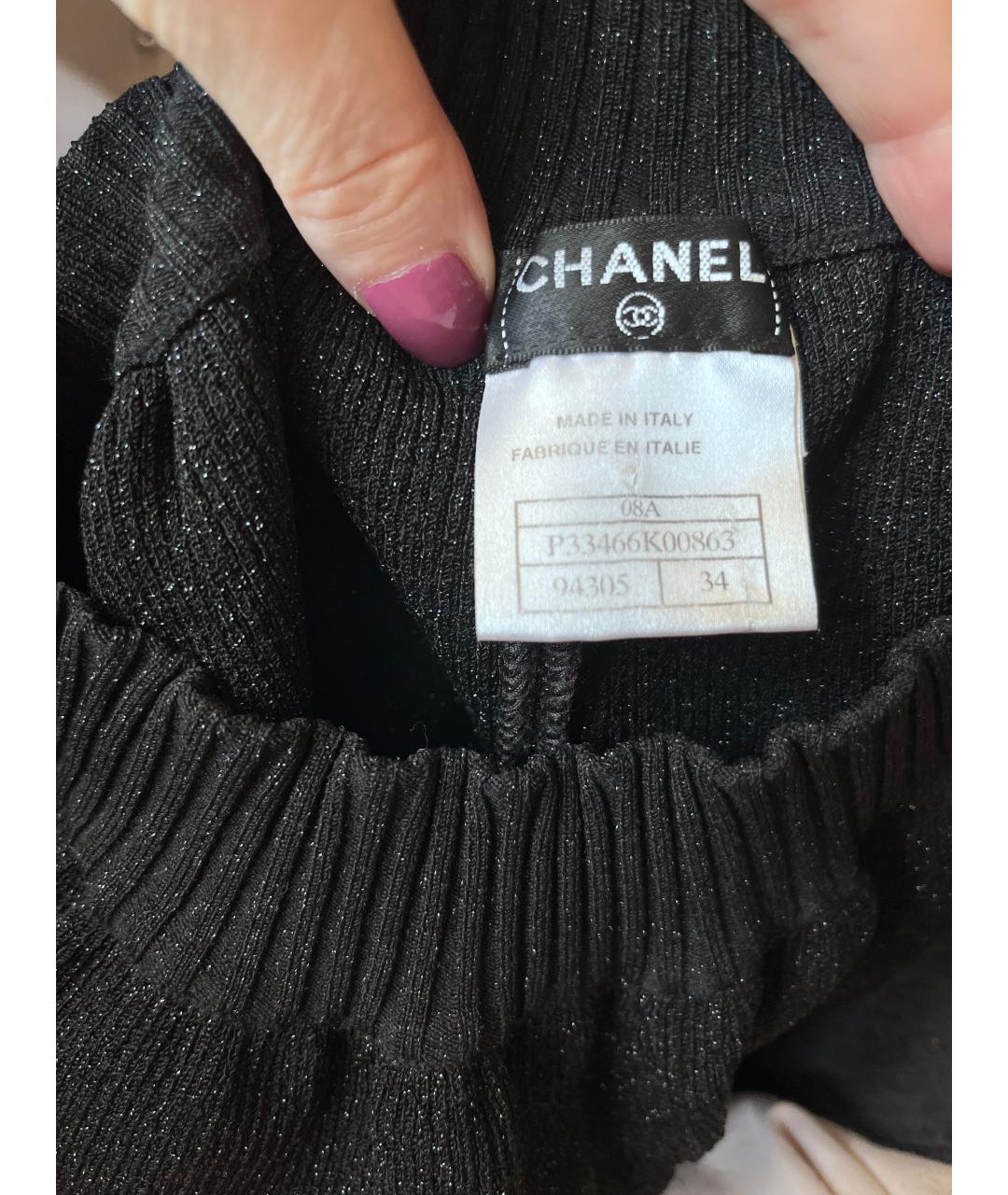 CHANEL Черные ацетатные брюки узкие, фото 4