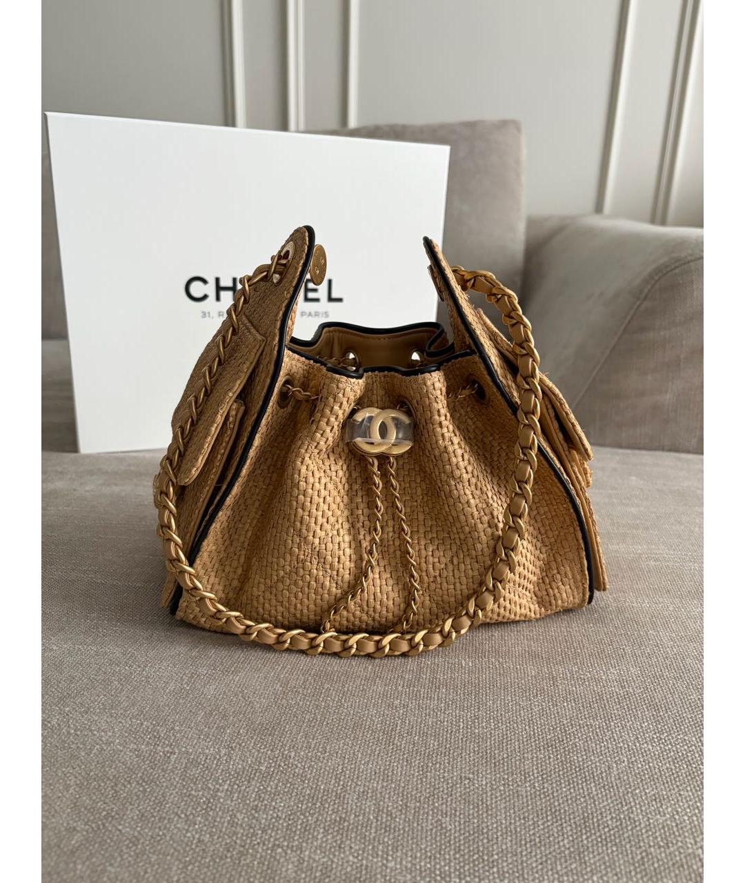 CHANEL Бежевая сумка через плечо, фото 4