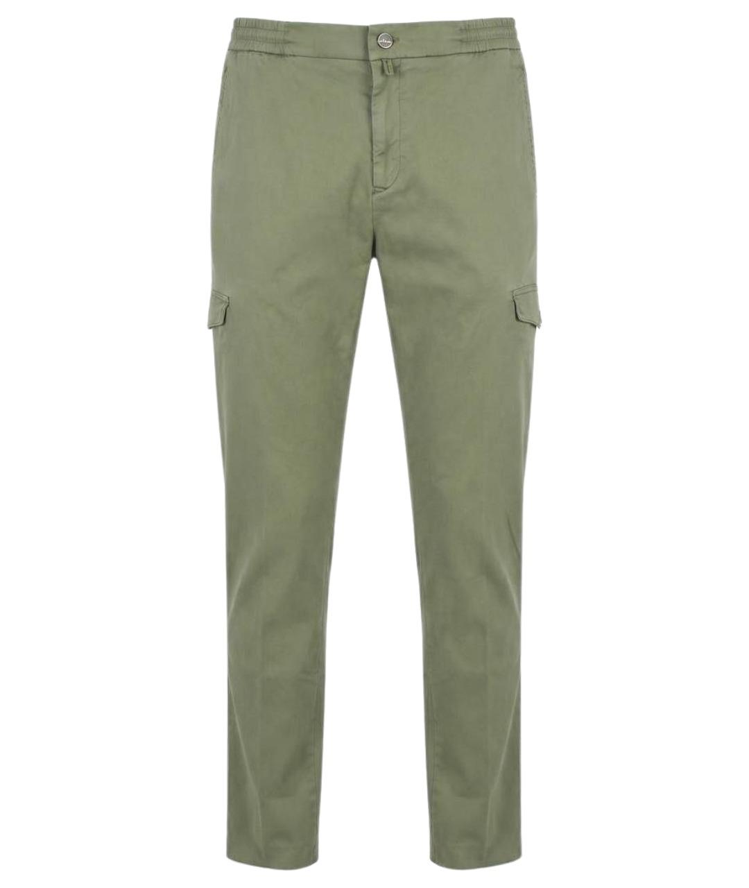 KITON Хаки хлопко-эластановые повседневные брюки, фото 1