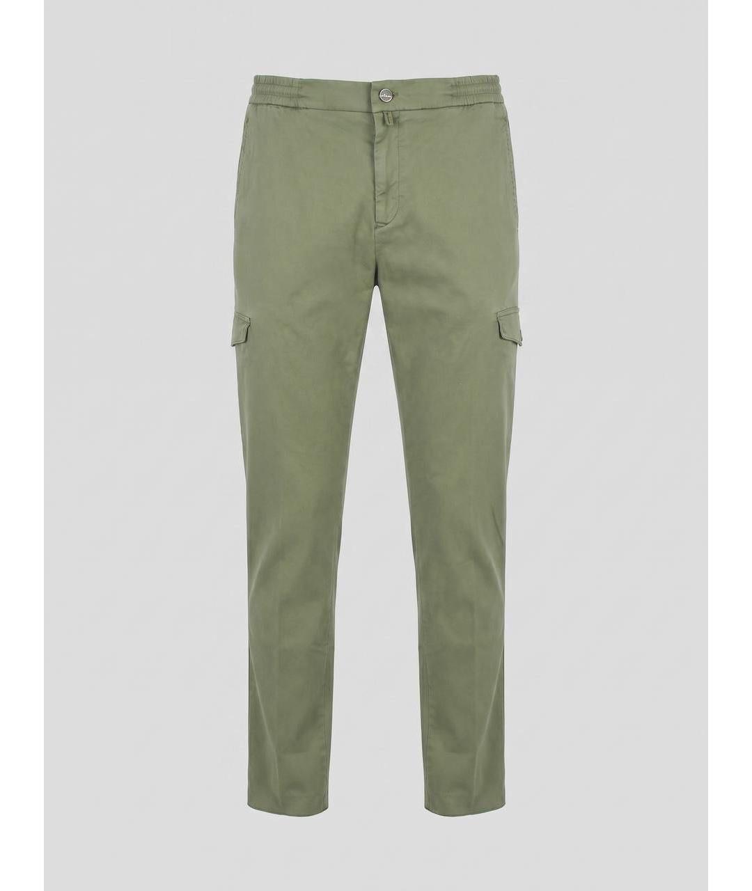 KITON Хаки хлопко-эластановые повседневные брюки, фото 9