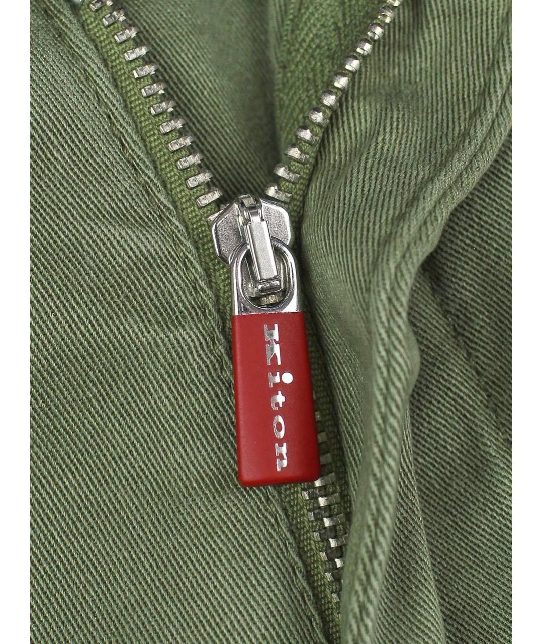 KITON Хаки хлопко-эластановые повседневные брюки, фото 3