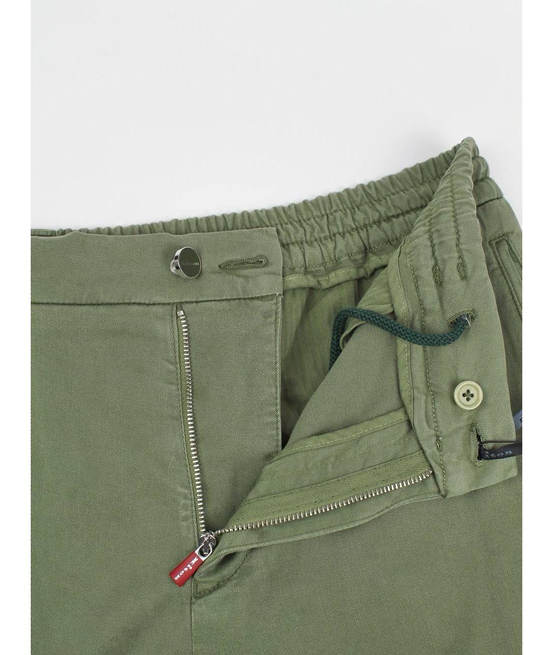KITON Хаки хлопко-эластановые повседневные брюки, фото 4