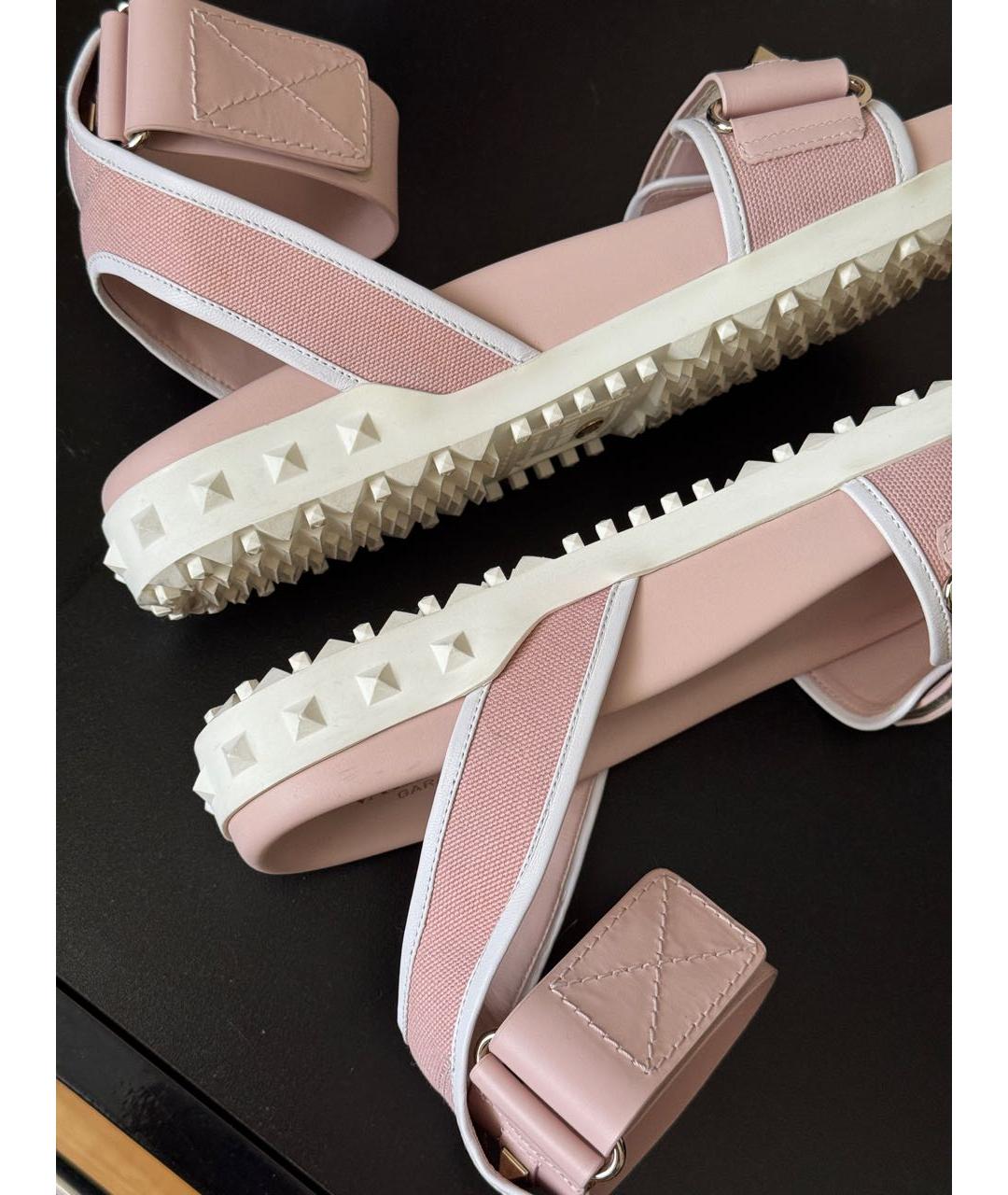 VALENTINO Розовые кожаные сандалии, фото 5