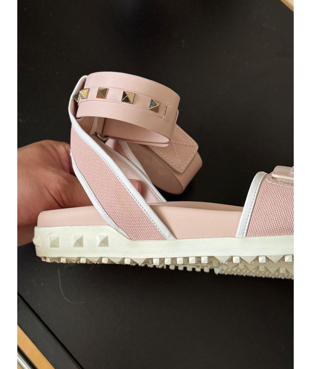 VALENTINO Розовые кожаные сандалии, фото 4