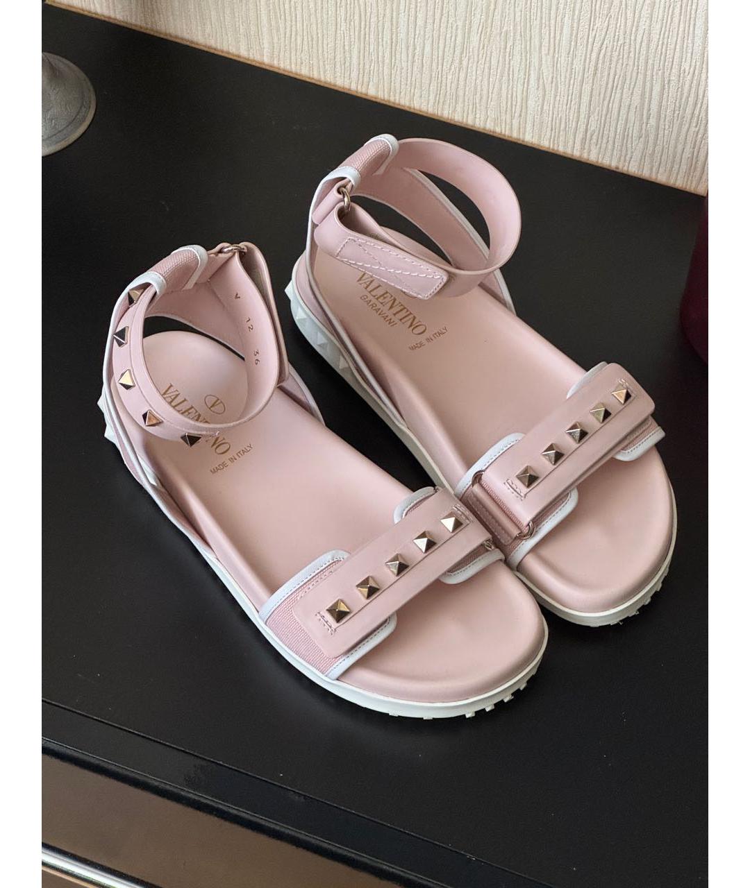 VALENTINO Розовые кожаные сандалии, фото 7