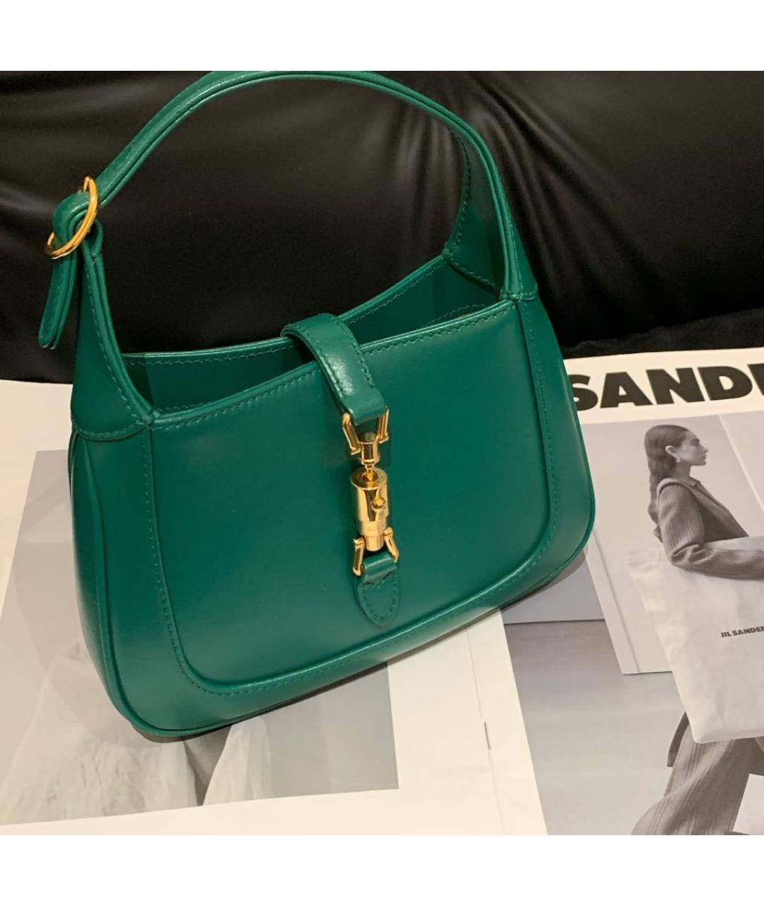 GUCCI Зеленая кожаная сумка с короткими ручками, фото 3