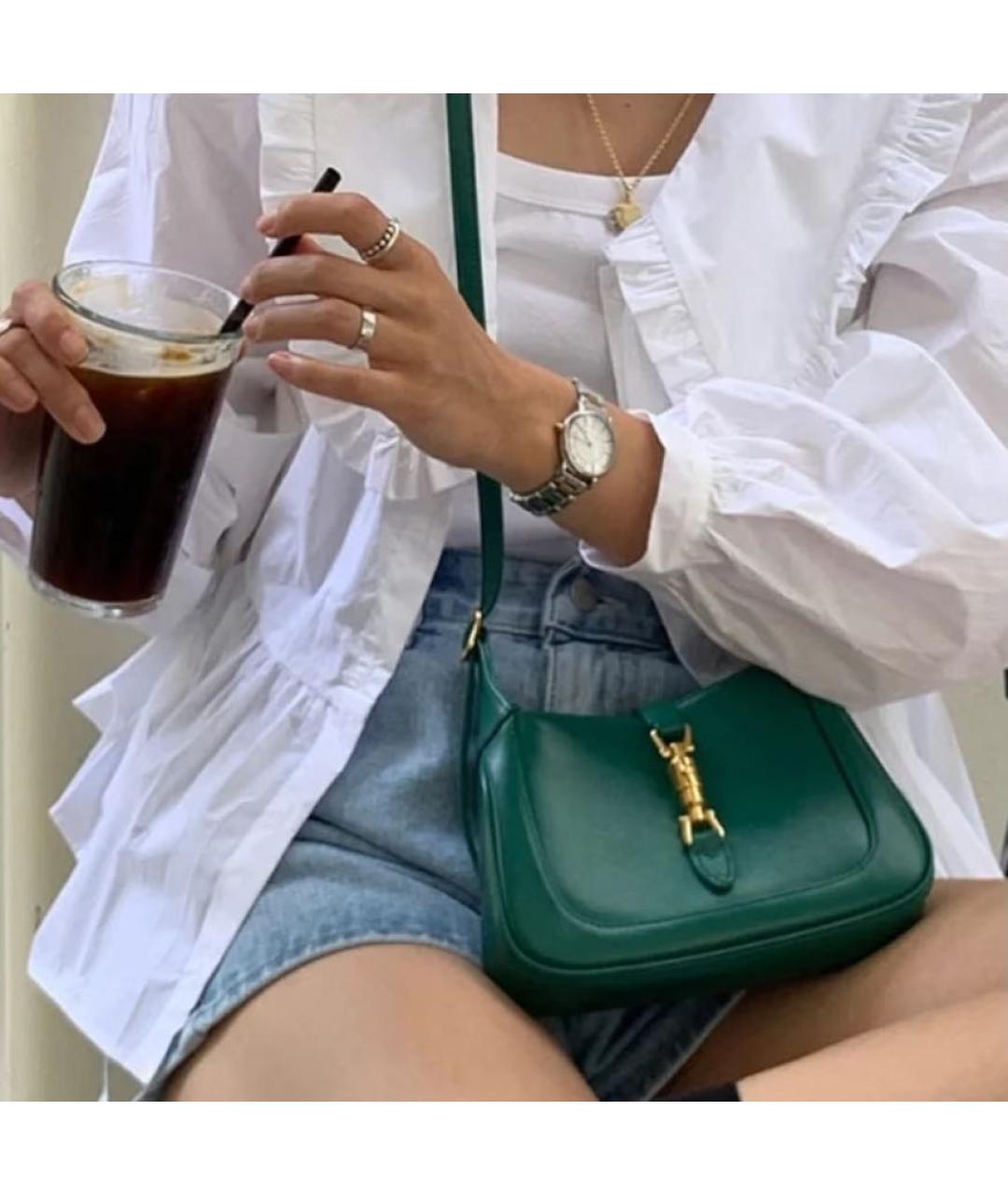 GUCCI Зеленая кожаная сумка с короткими ручками, фото 4