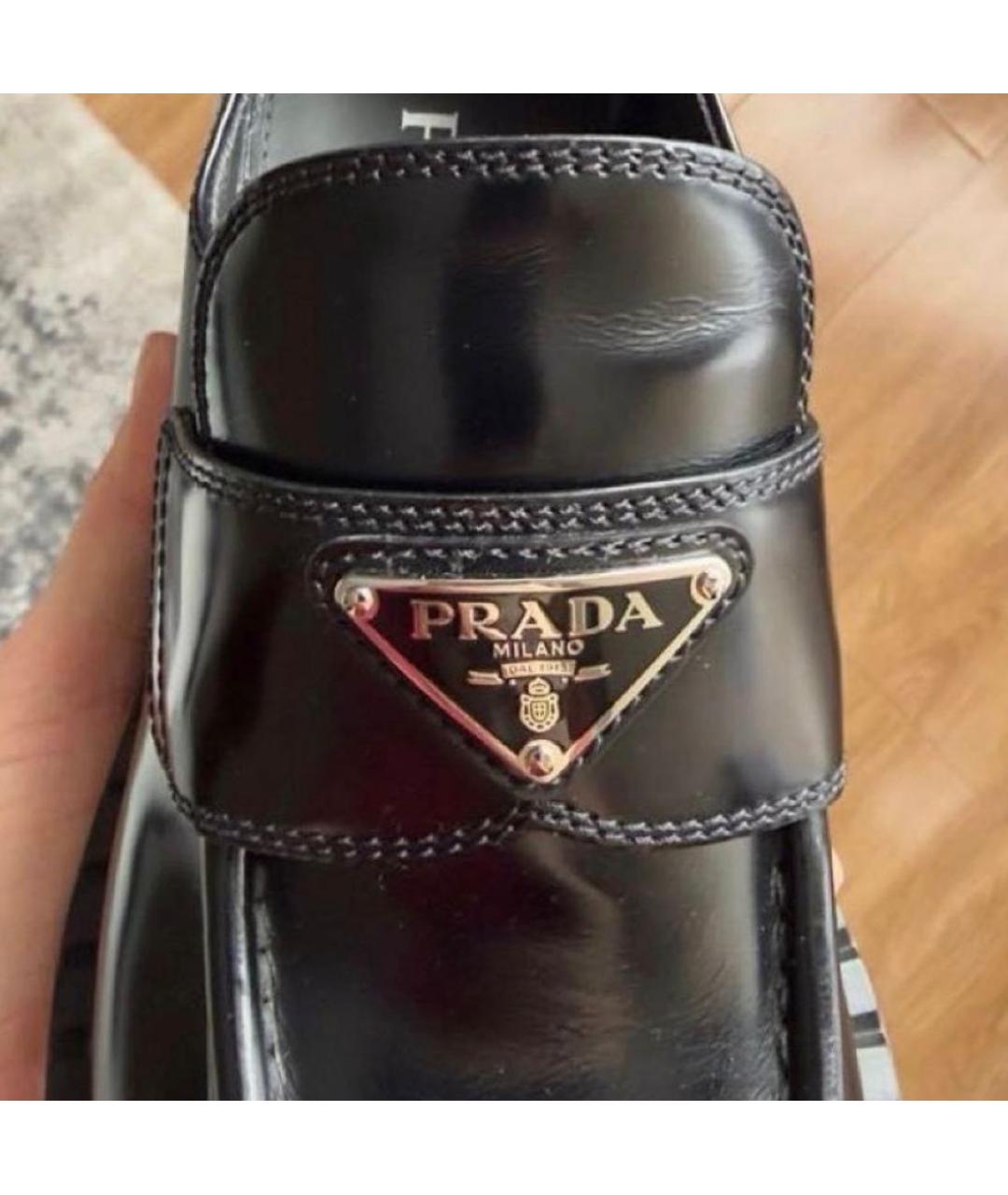 PRADA Черные кожаные лоферы, фото 5