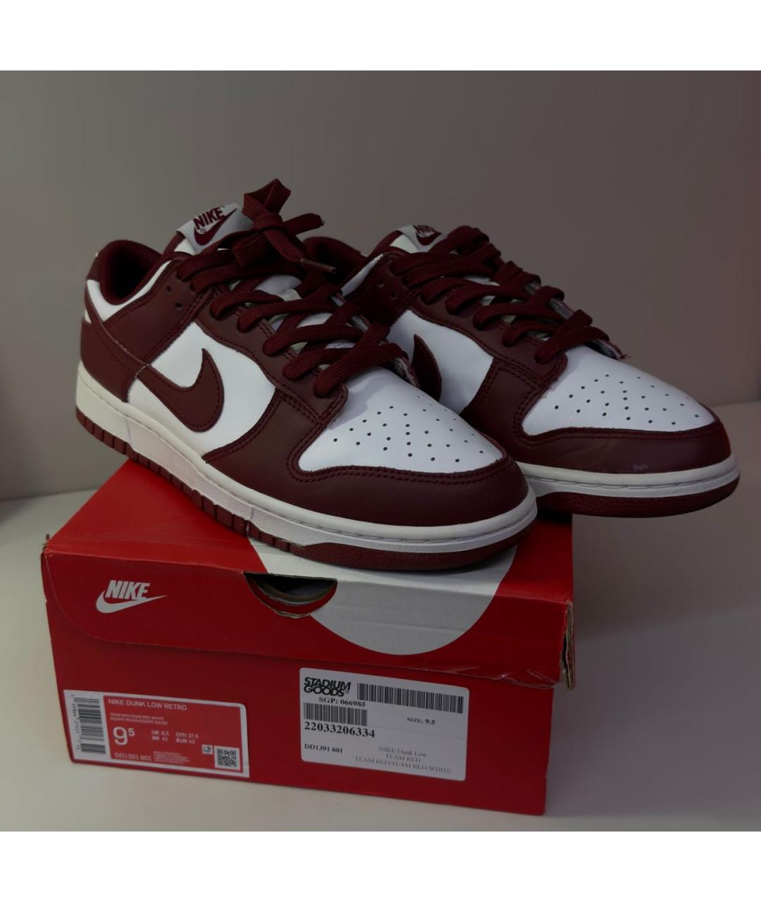NIKE Бордовые кожаные низкие кроссовки / кеды, фото 2