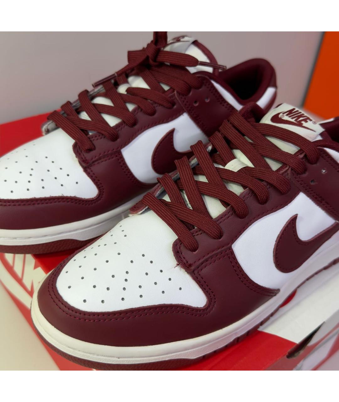 NIKE Бордовые кожаные низкие кроссовки / кеды, фото 3