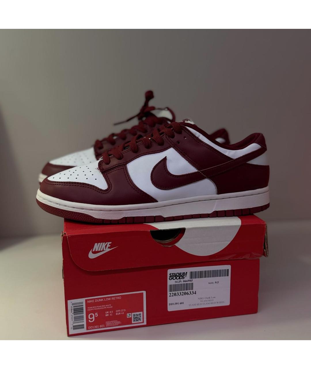 NIKE Бордовые кожаные низкие кроссовки / кеды, фото 5