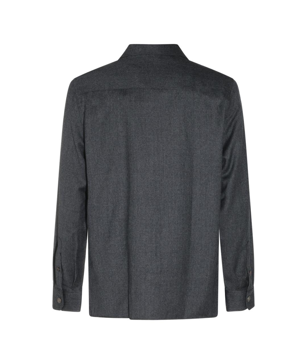 BRUNELLO CUCINELLI Антрацитовая шерстяная кэжуал рубашка, фото 2