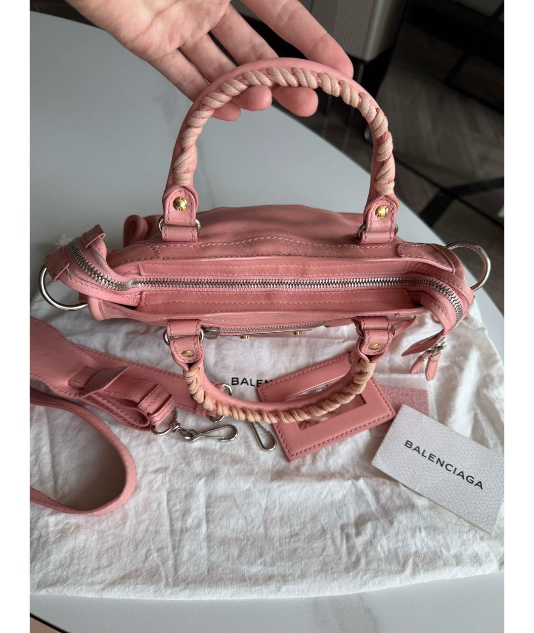 BALENCIAGA Розовая кожаная сумка с короткими ручками, фото 8