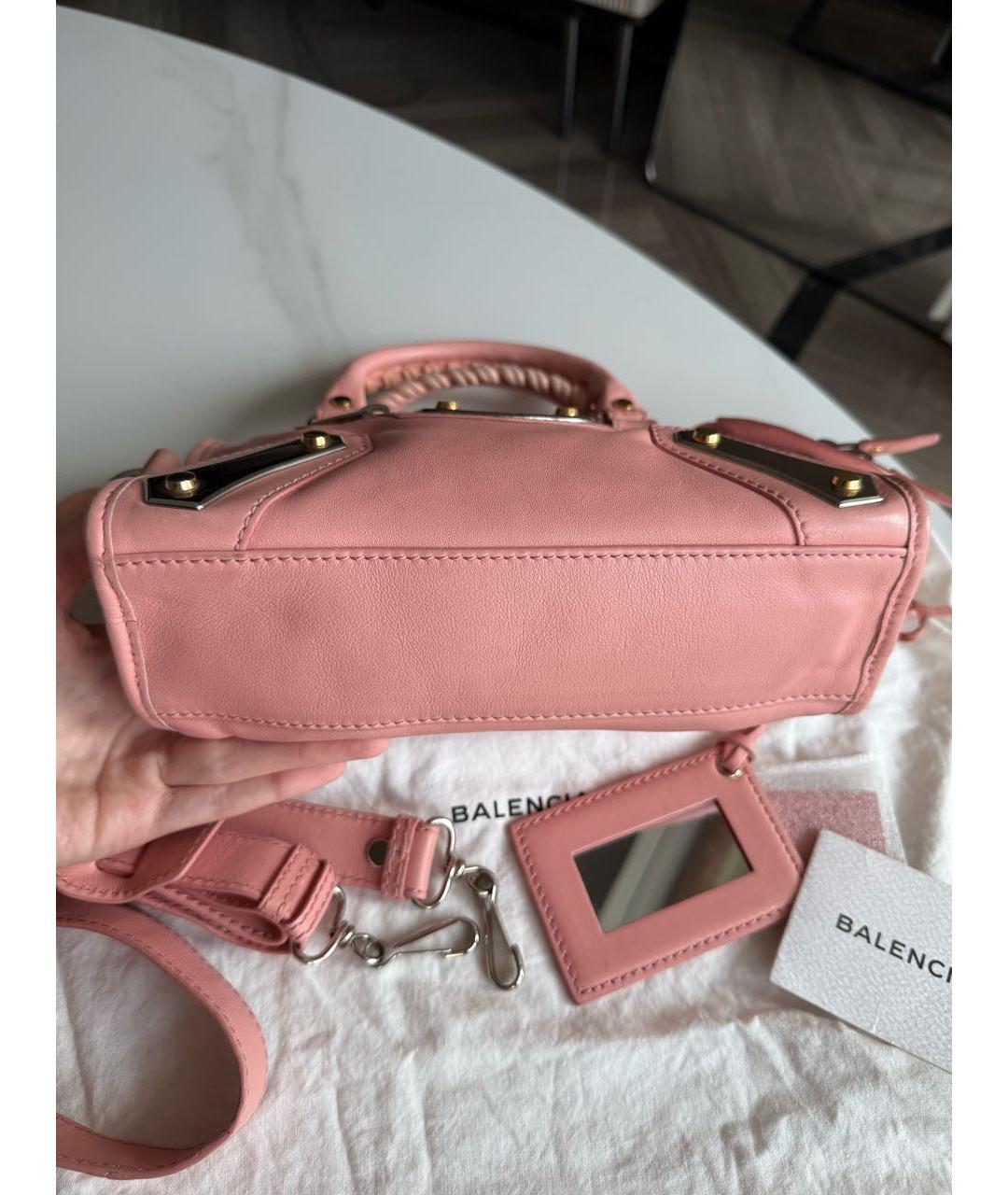 BALENCIAGA Розовая кожаная сумка с короткими ручками, фото 7