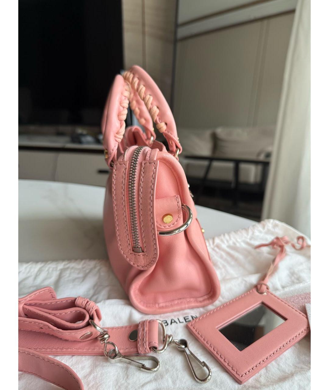 BALENCIAGA Розовая кожаная сумка с короткими ручками, фото 4