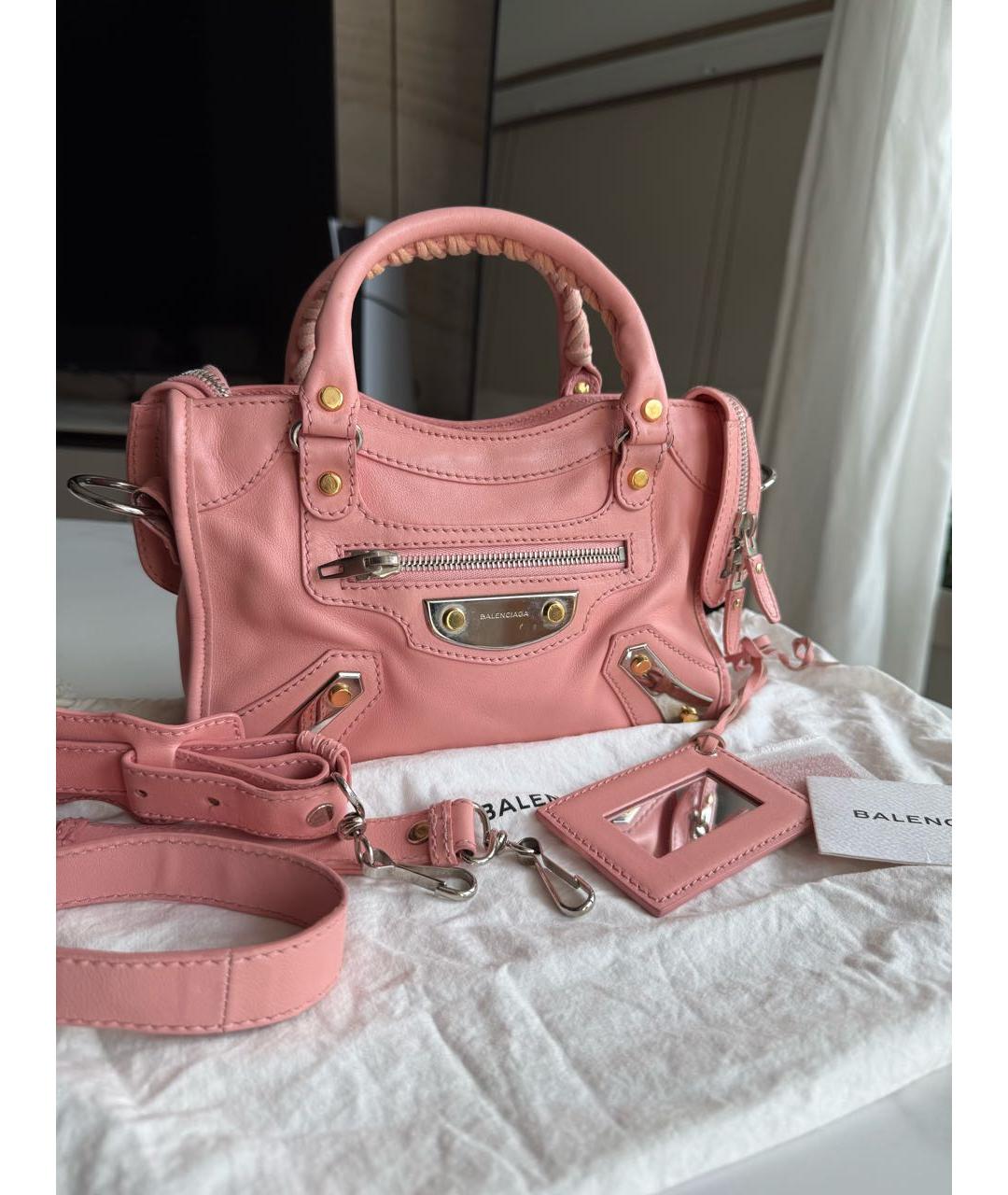 BALENCIAGA Розовая кожаная сумка с короткими ручками, фото 2