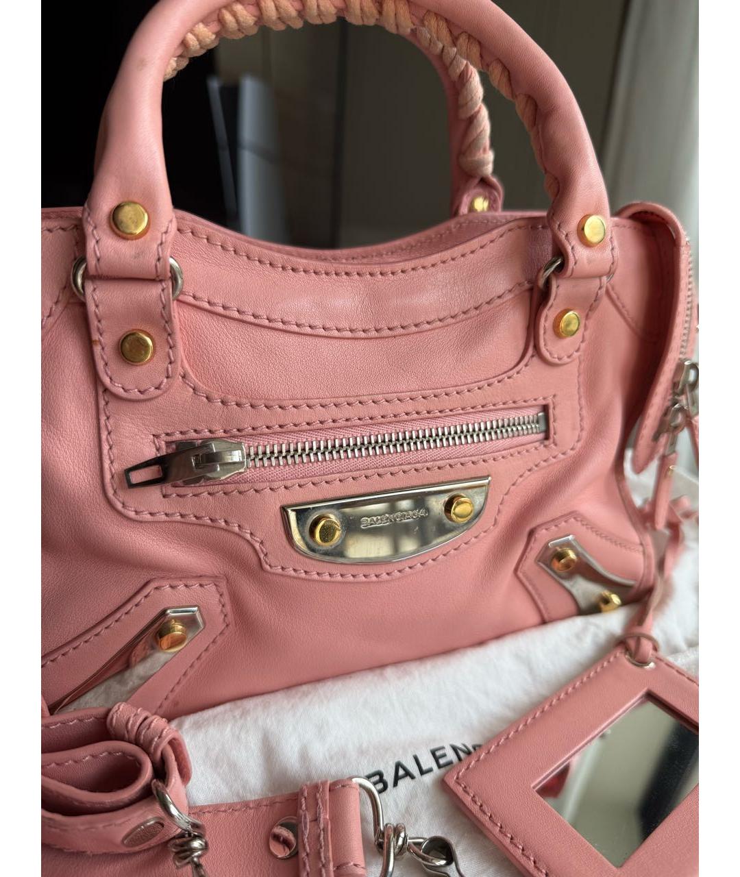 BALENCIAGA Розовая кожаная сумка с короткими ручками, фото 3
