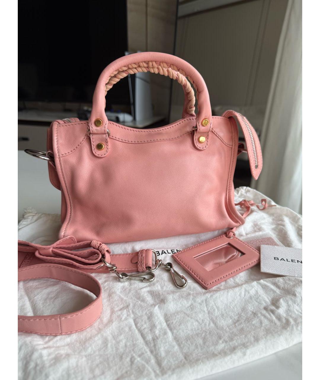 BALENCIAGA Розовая кожаная сумка с короткими ручками, фото 5