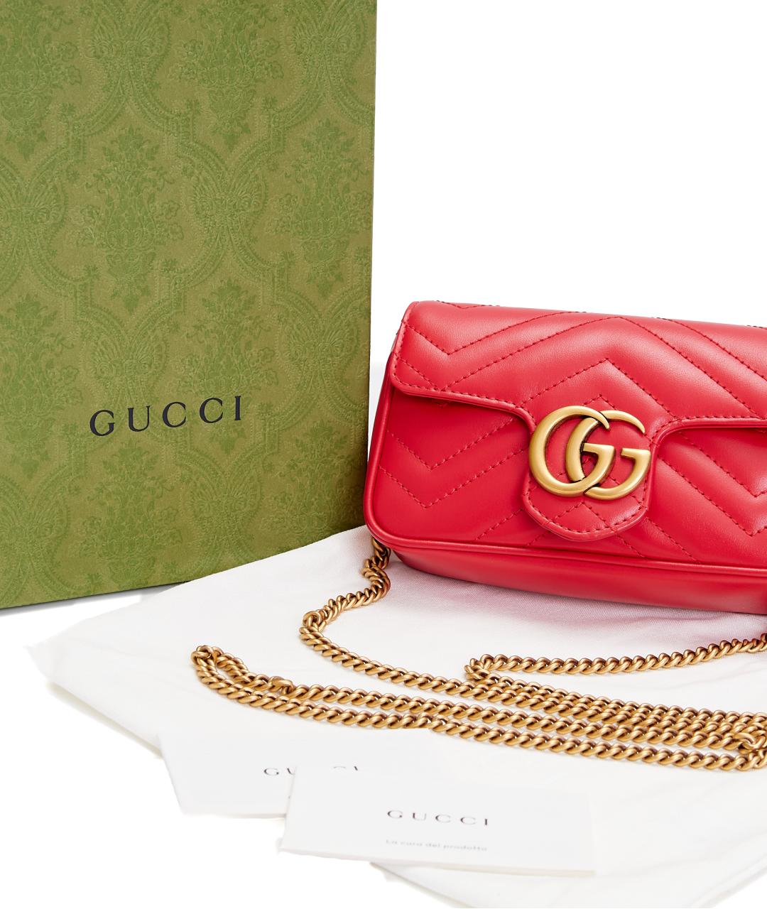 GUCCI Красная кожаная сумка через плечо, фото 6