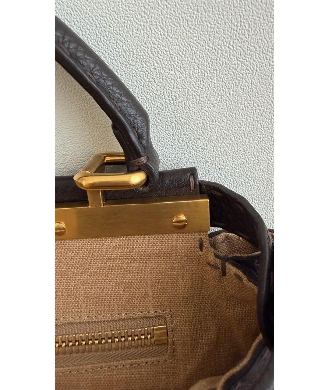 FENDI Коричневая кожаная сумка тоут, фото 7