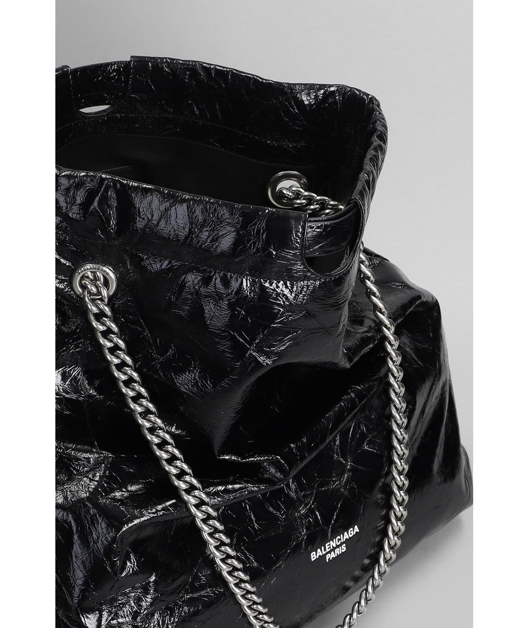 BALENCIAGA Черная кожаная сумка тоут, фото 4
